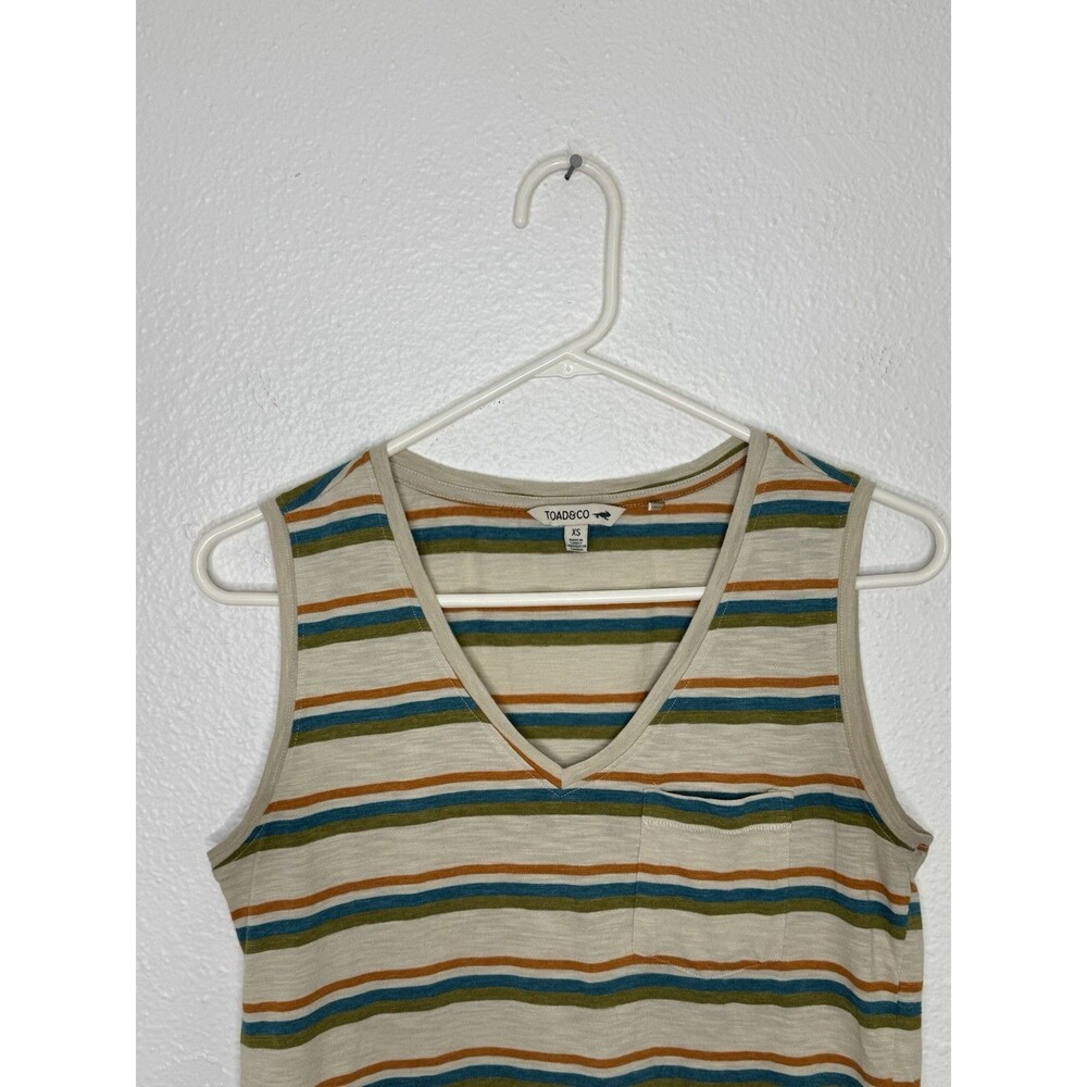Toad and Co 2023 Women's XS Organic Cotton Blend V-Neck Tank Top Retro Style - Picture 3 of 13